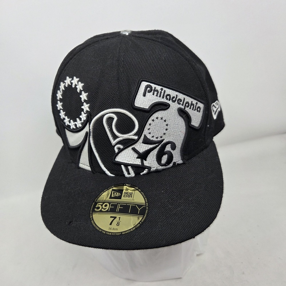 Philadelphia 76ers New Era Hardwood Classics 59FIFTY WoolFitted Hat 7 1/8 Black